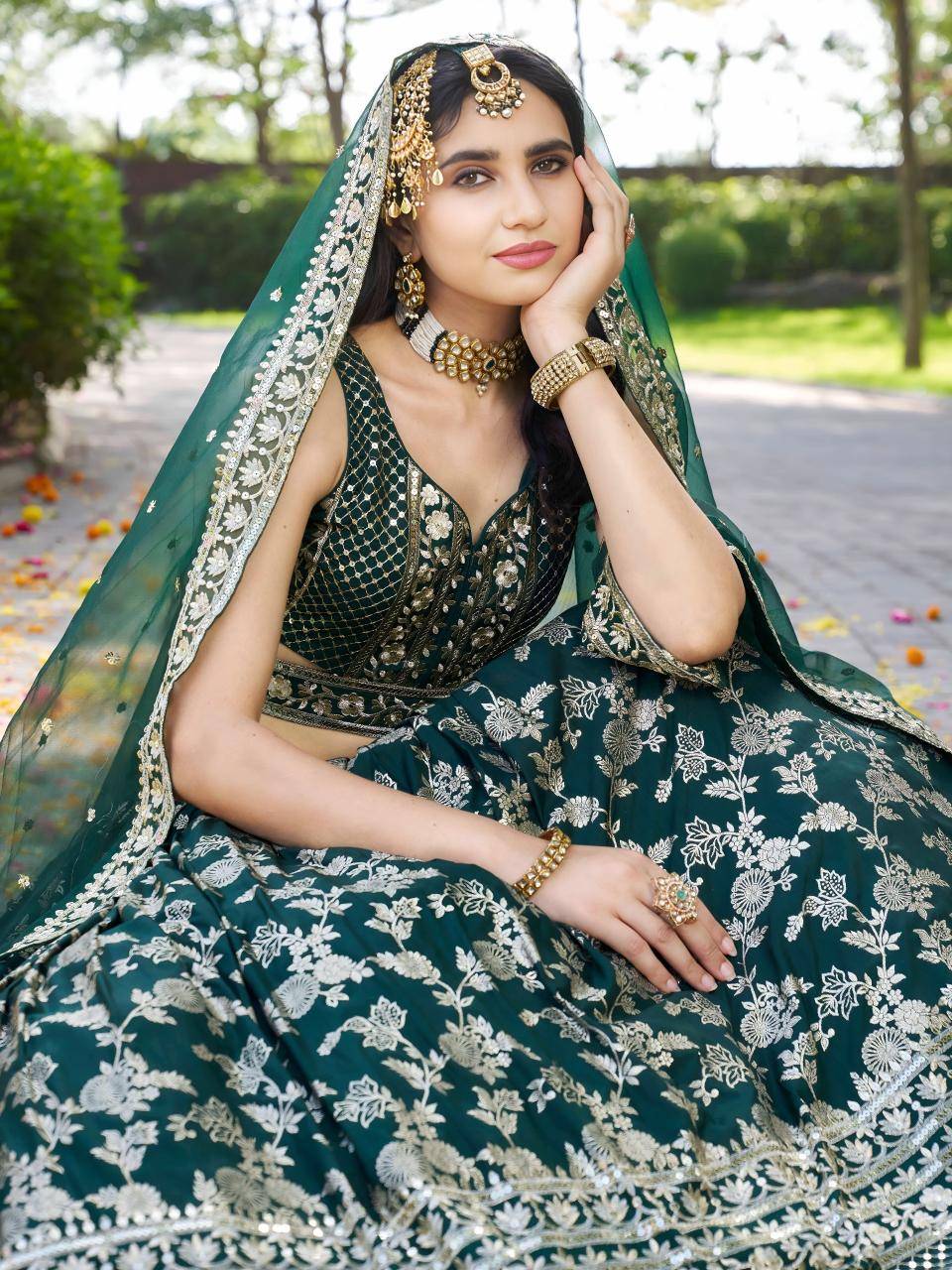 AMRAPALI Dola silk green Bulk lehenga choli for resellers